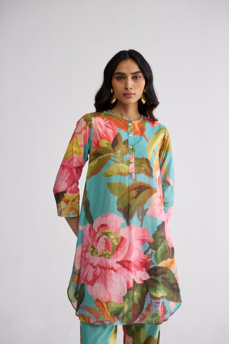 CAMPARI SHORT KURTA SET cotton cambric kurta/kurta set by YAM in multicolor for women in Singapore