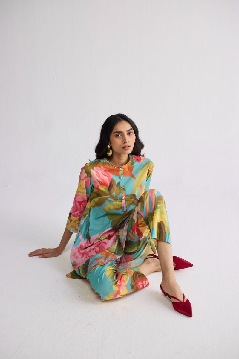 CAMPARI SHORT KURTA SET cotton cambric kurta/kurta set by YAM in multicolor for women in Singapore