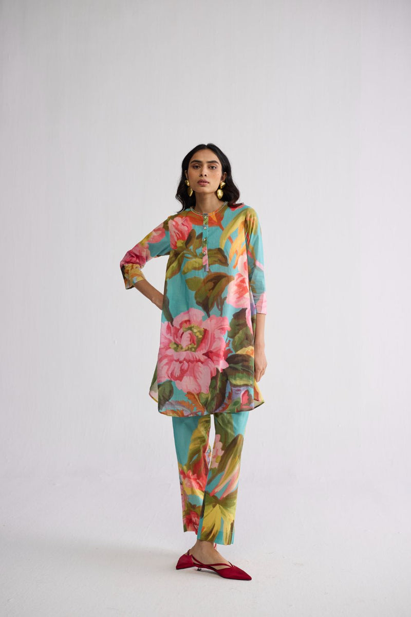 CAMPARI SHORT KURTA SET cotton cambric kurta/kurta set by YAM in multicolor for women in Singapore