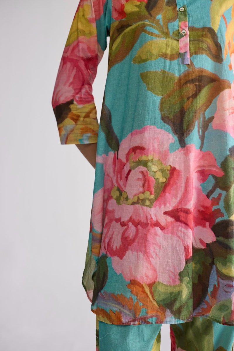 CAMPARI SHORT KURTA SET cotton cambric kurta/kurta set by YAM in multicolor for women in Singapore