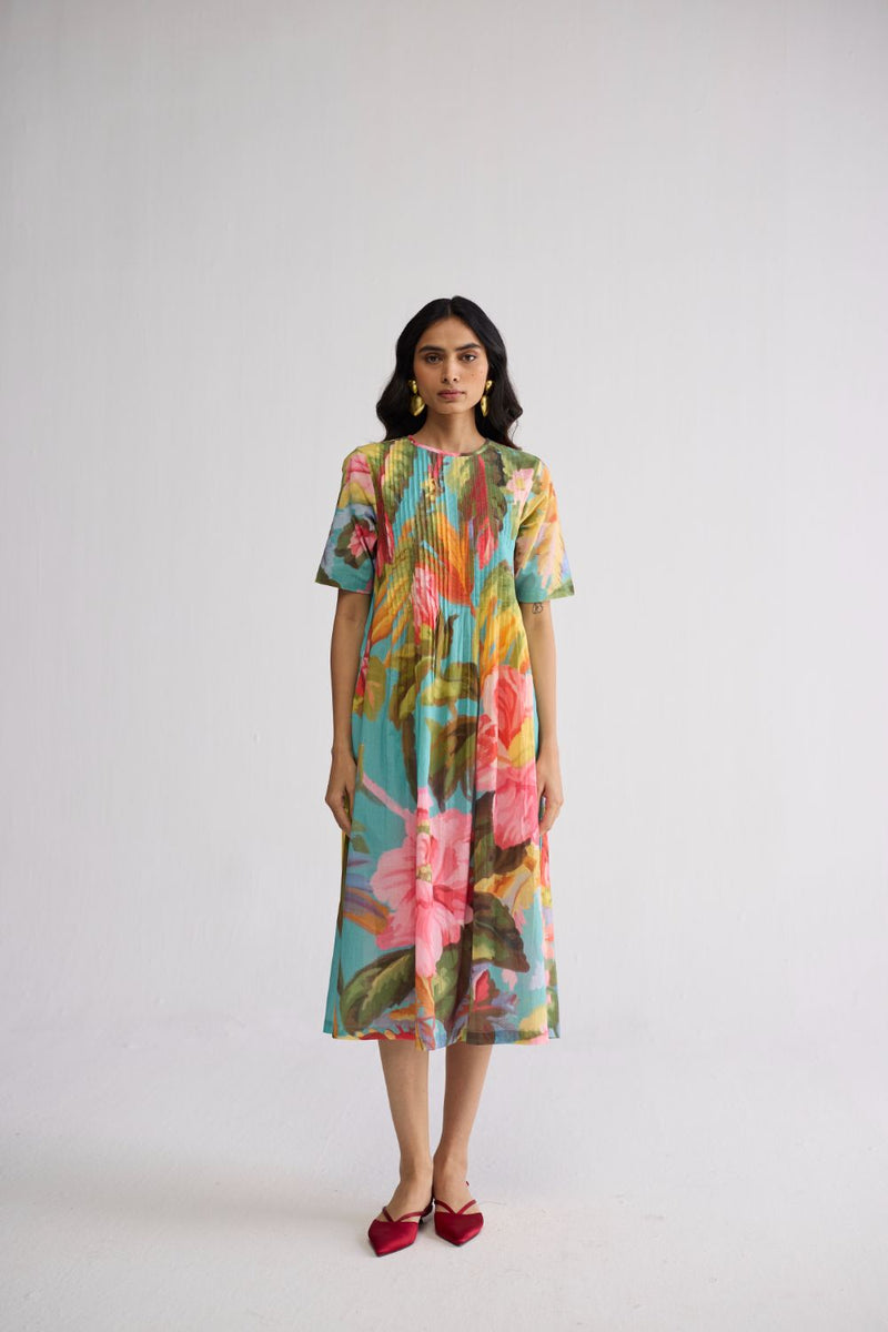 CAMPARI PINTUCKS DRESS cotton cambric dress by YAM in multicolor for women in Singapore