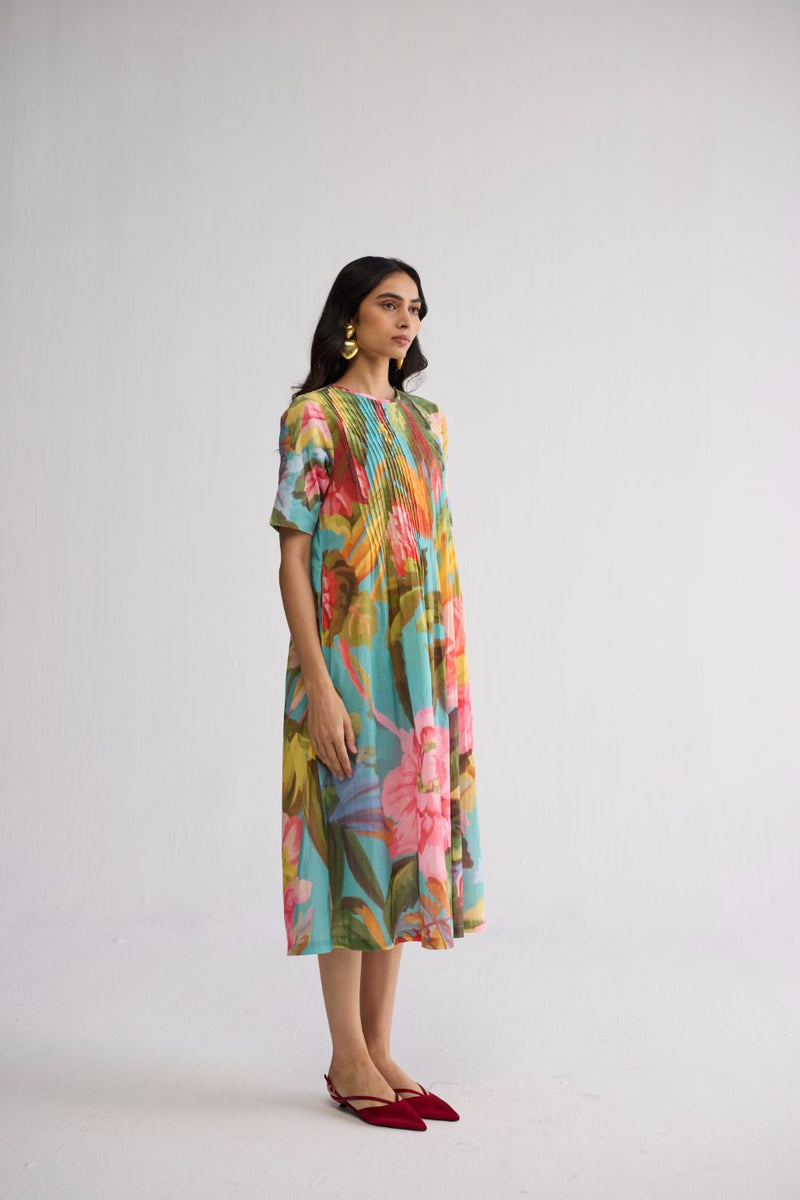 CAMPARI PINTUCKS DRESS cotton cambric dress by YAM in multicolor for women in Singapore