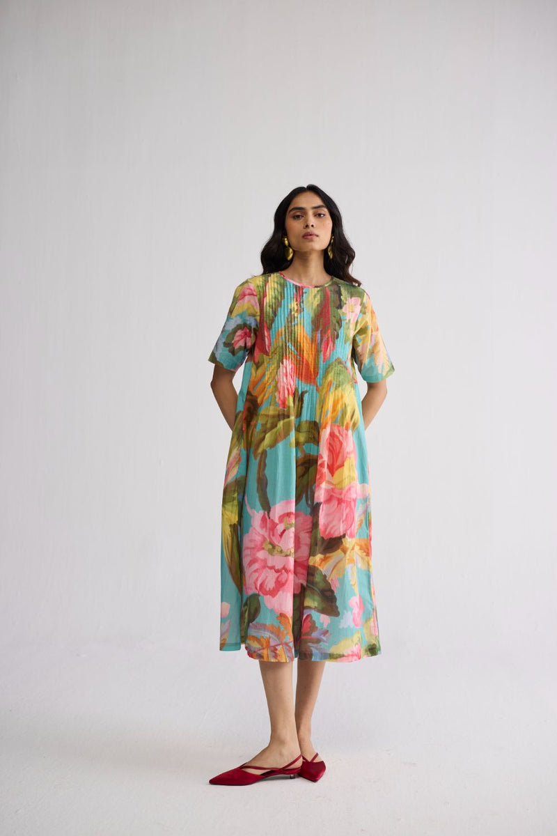CAMPARI PINTUCKS DRESS cotton cambric dress by YAM in multicolor for women in Singapore