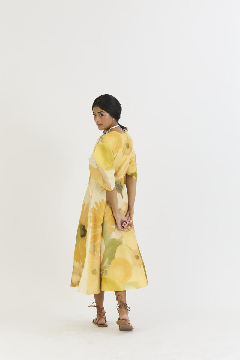 CANARY DRESS (KNOTTED DRESS) satin by Yam in yellow color for women in Singapore
