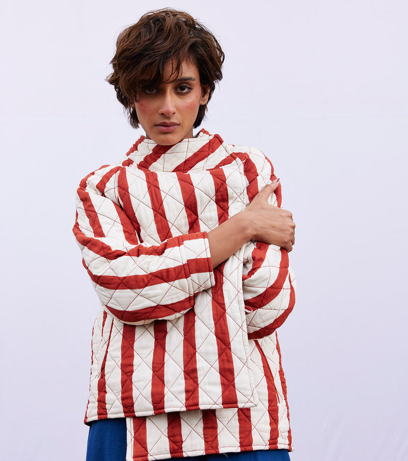 Carmine jacket cotton by Khara Kapas in red for women in Singapore