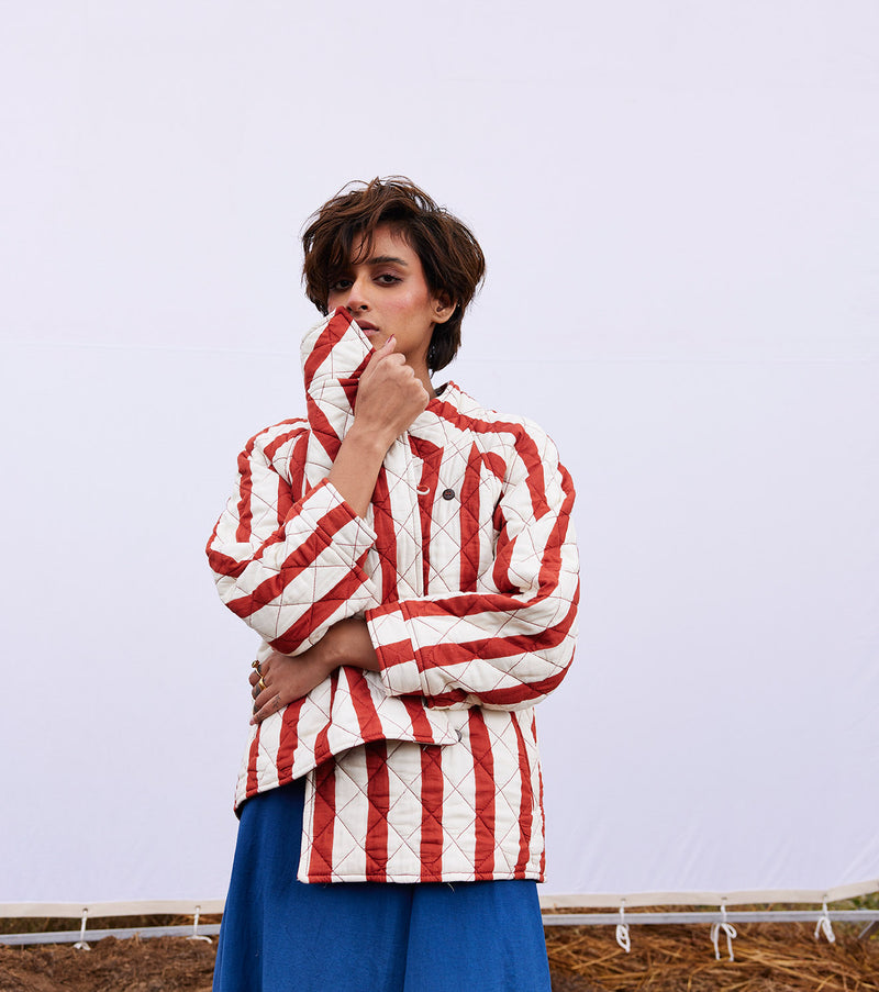Carmine jacket cotton by Khara Kapas in red for women in Singapore