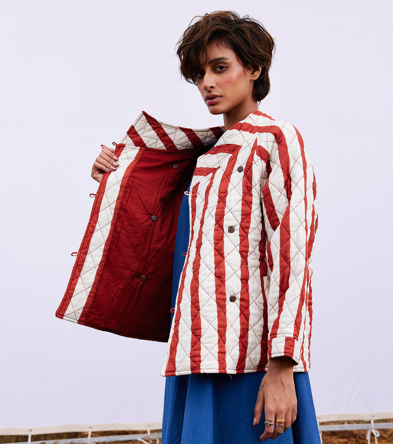 Carmine jacket cotton by Khara Kapas in red for women in Singapore