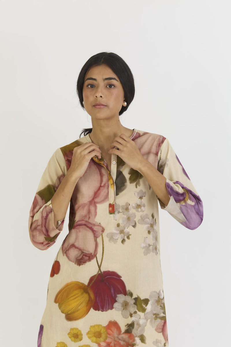 CHERIMOYA LONG KURTA SET cotton by Yam in white color for women in Singapore