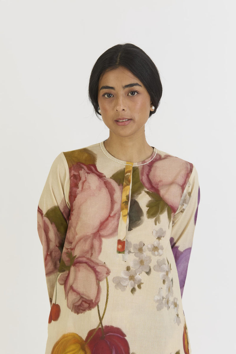 CHERIMOYA LONG KURTA SET cotton by Yam in white color for women in Singapore