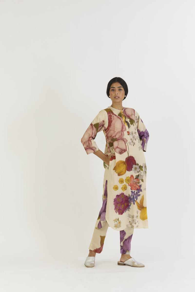 CHERIMOYA LONG KURTA SET cotton by Yam in white color for women in Singapore
