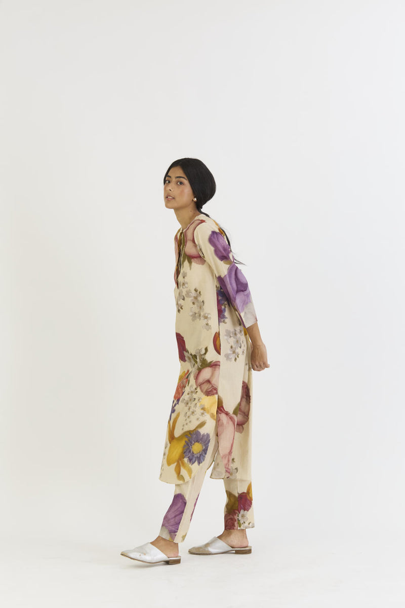 CHERIMOYA LONG KURTA SET cotton by Yam in white color for women in Singapore