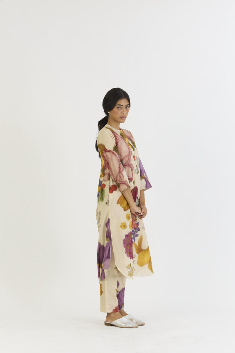 CHERIMOYA LONG KURTA SET cotton by Yam in white color for women in Singapore