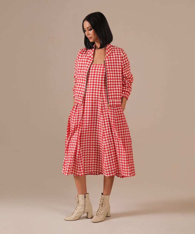 CHERRY LUSTER SET 100% cotton Buy CHERRY LUSTER SET from C&W | Co-Ord Sets for Women by Indigo Dreams in red color for women in Singapore