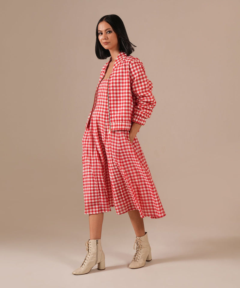 CHERRY LUSTER SET 100% cotton Buy CHERRY LUSTER SET from C&W | Co-Ord Sets for Women by Indigo Dreams in red color for women in Singapore