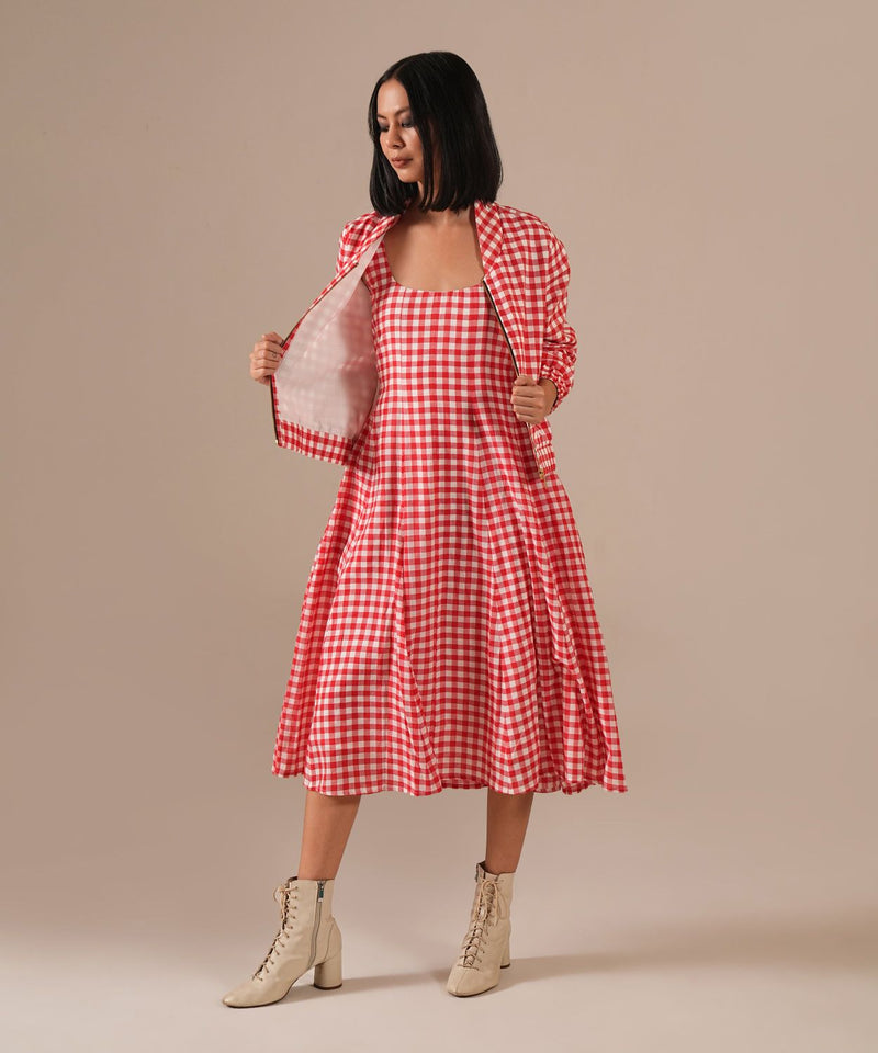 CHERRY LUSTER SET 100% cotton Buy CHERRY LUSTER SET from C&W | Co-Ord Sets for Women by Indigo Dreams in red color for women in Singapore