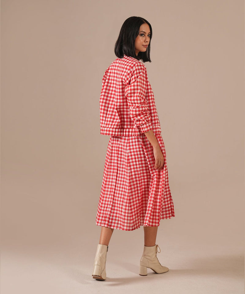 CHERRY LUSTER SET 100% cotton Buy CHERRY LUSTER SET from C&W | Co-Ord Sets for Women by Indigo Dreams in red color for women in Singapore