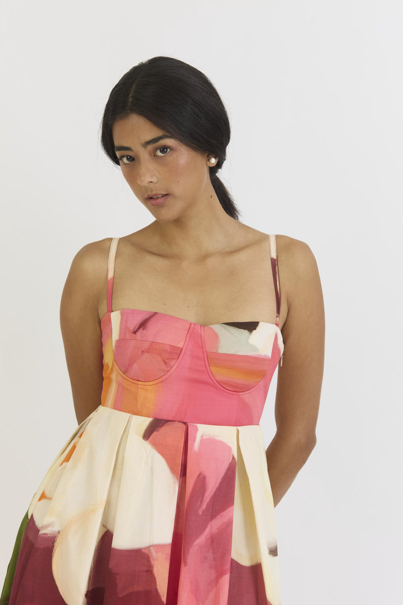 CHERRY BRALETTE DRESS satin by Yam in multi color for women in Singapore