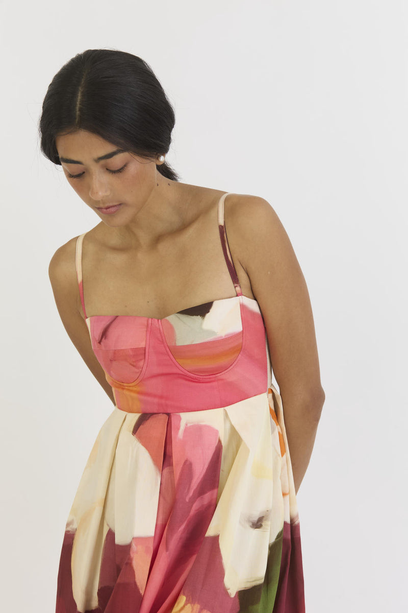 CHERRY BRALETTE DRESS satin by Yam in multi color for women in Singapore