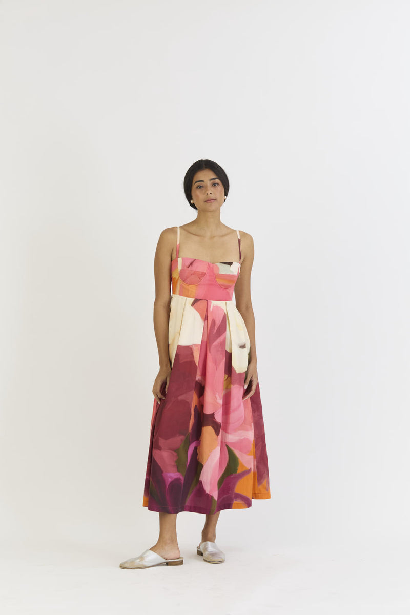 CHERRY BRALETTE DRESS satin by Yam in multi color for women in Singapore