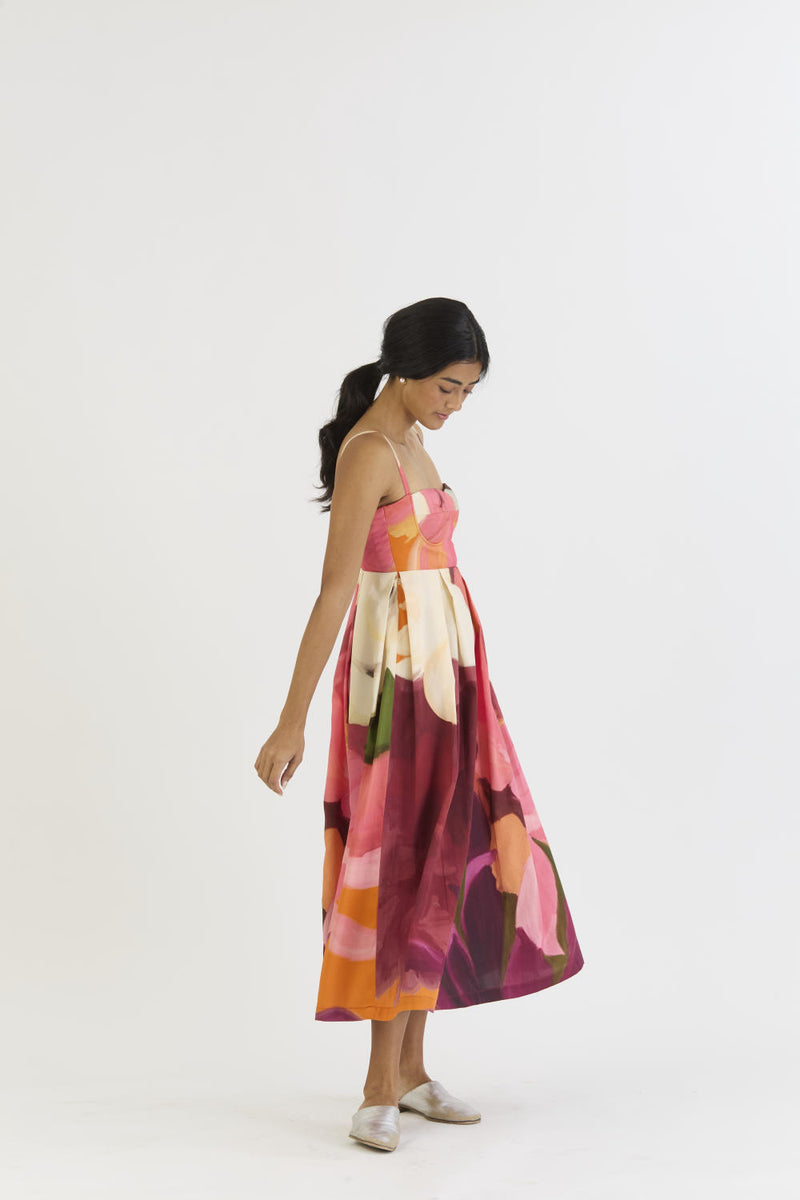 CHERRY BRALETTE DRESS satin by Yam in multi color for women in Singapore