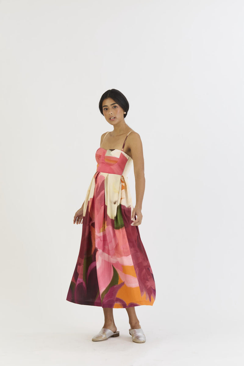 CHERRY BRALETTE DRESS satin by Yam in multi color for women in Singapore