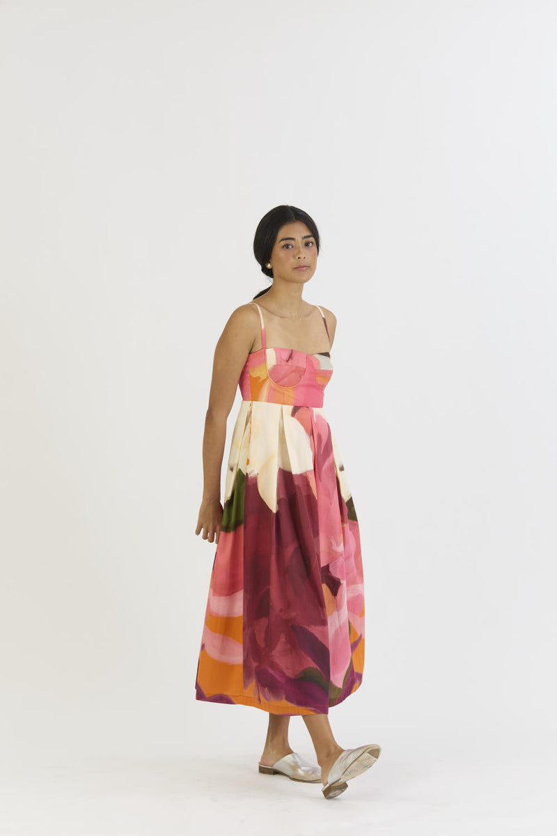 CHERRY BRALETTE DRESS satin by Yam in multi color for women in Singapore