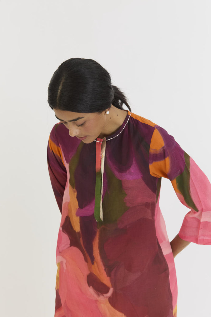 CHERRY LONG KURTA SET cotton by Yam in multi color for women in Singapore
