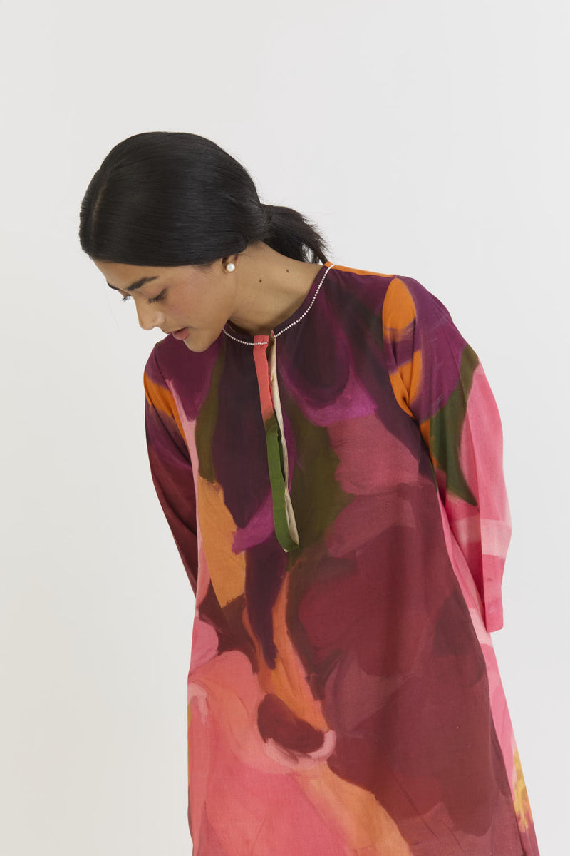 CHERRY LONG KURTA SET cotton by Yam in multi color for women in Singapore