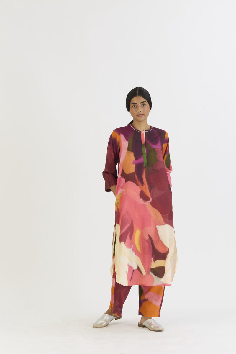 CHERRY LONG KURTA SET cotton by Yam in multi color for women in Singapore