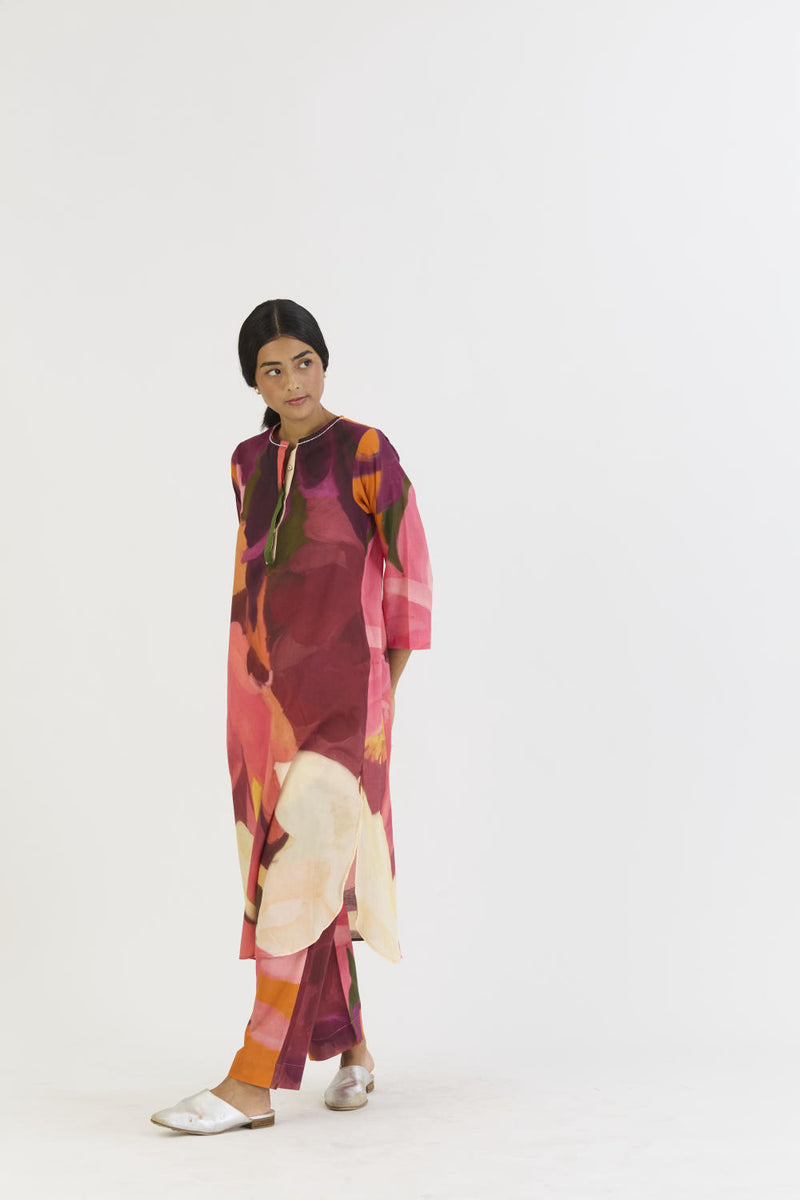 CHERRY LONG KURTA SET cotton by Yam in multi color for women in Singapore