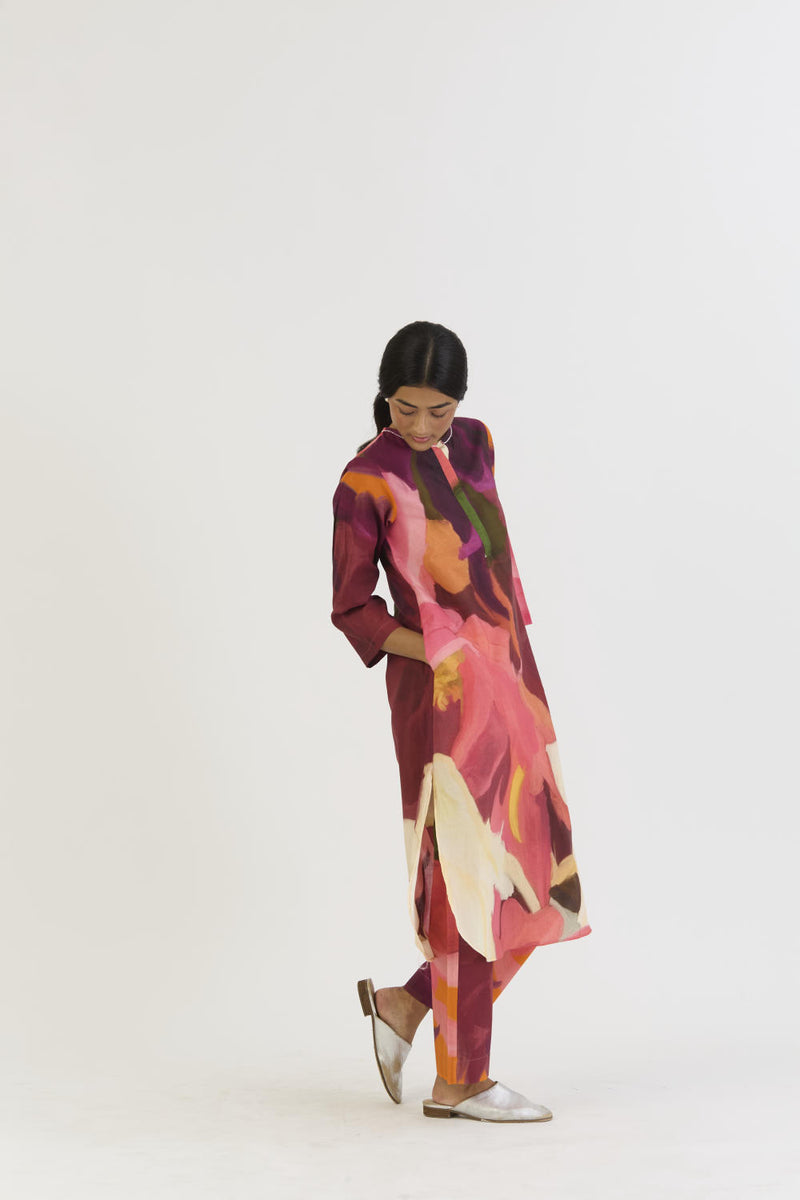 CHERRY LONG KURTA SET cotton by Yam in multi color for women in Singapore