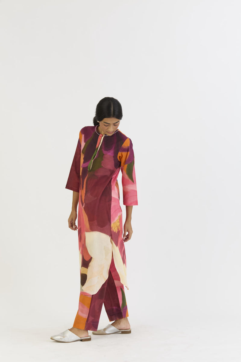 CHERRY LONG KURTA SET cotton by Yam in multi color for women in Singapore