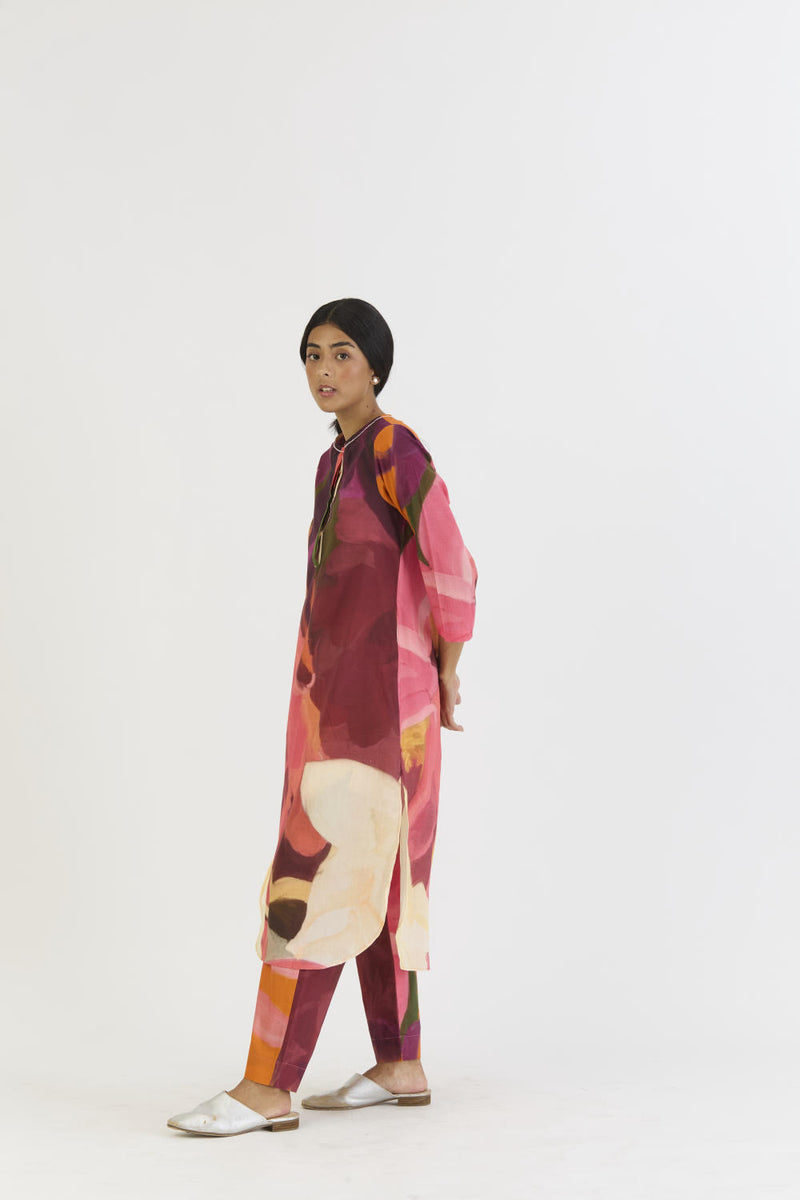 CHERRY LONG KURTA SET cotton by Yam in multi color for women in Singapore
