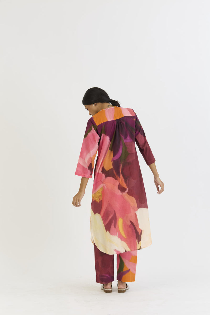 CHERRY LONG KURTA SET cotton by Yam in multi color for women in Singapore