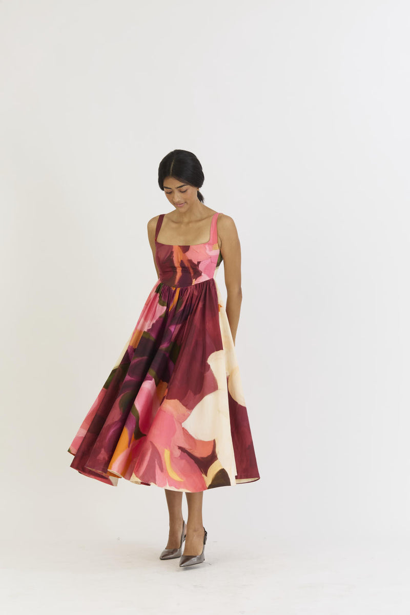CHERRY DRESS satin by Yam in multi color for women in Singapore