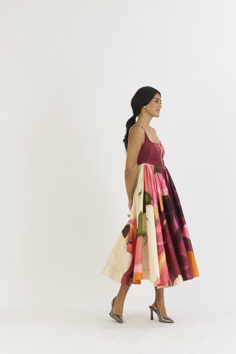 CHERRY DRESS satin by Yam in multi color for women in Singapore