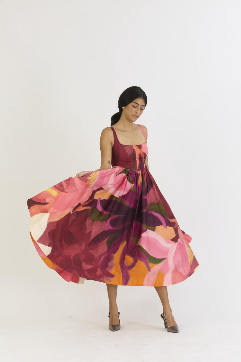 CHERRY DRESS satin by Yam in multi color for women in Singapore