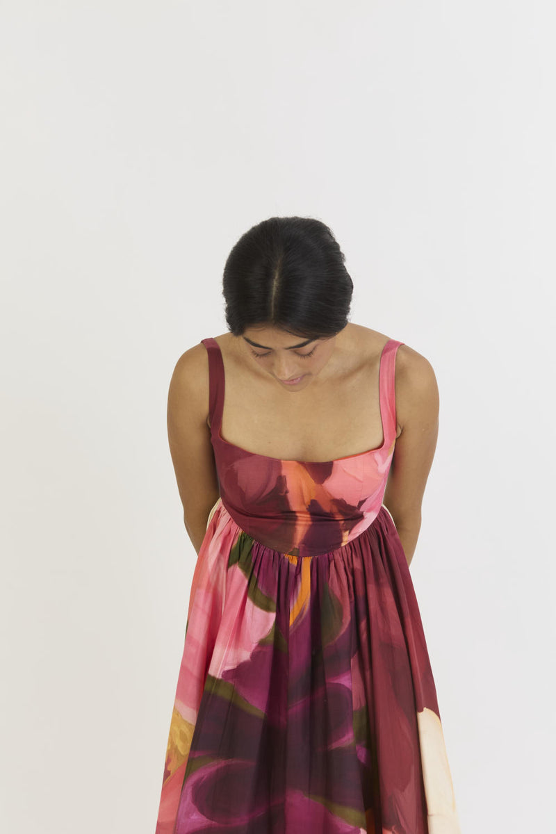 CHERRY DRESS satin by Yam in multi color for women in Singapore