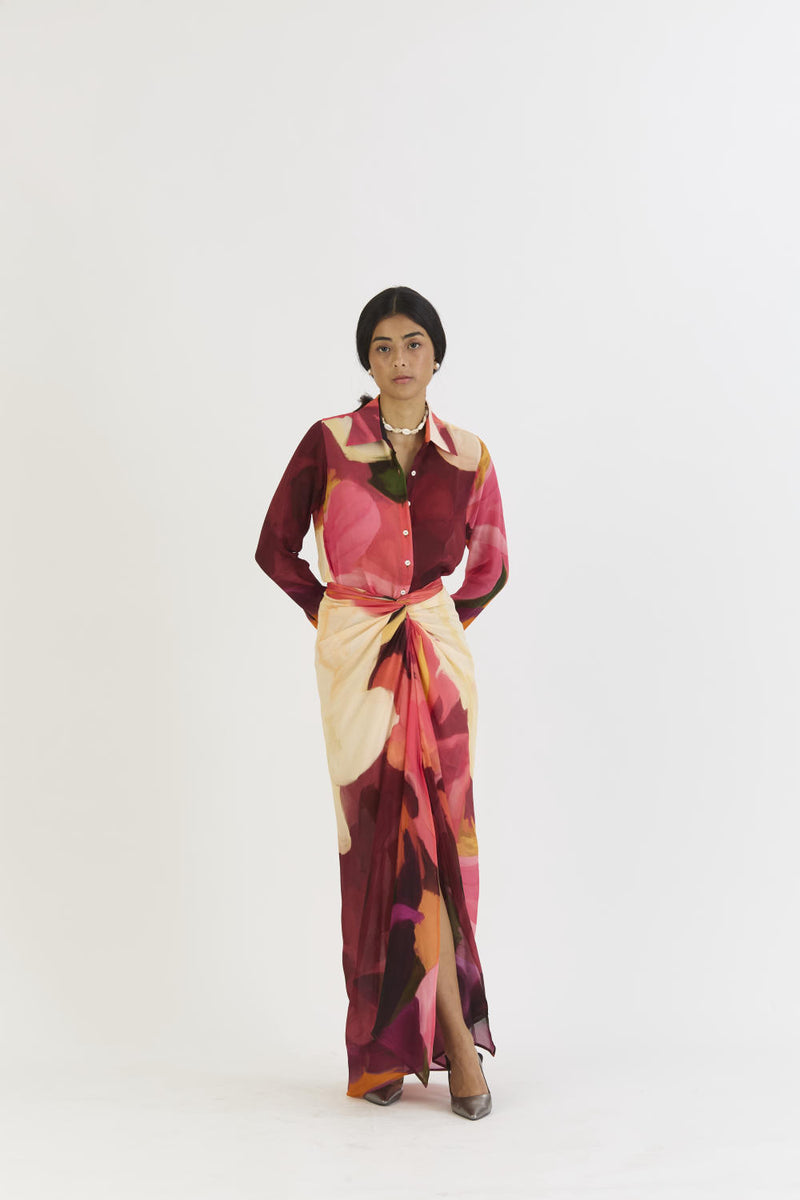 CHERRY SHIRT AND SKIRT SET mul by Yam in multi color for women in Singapore