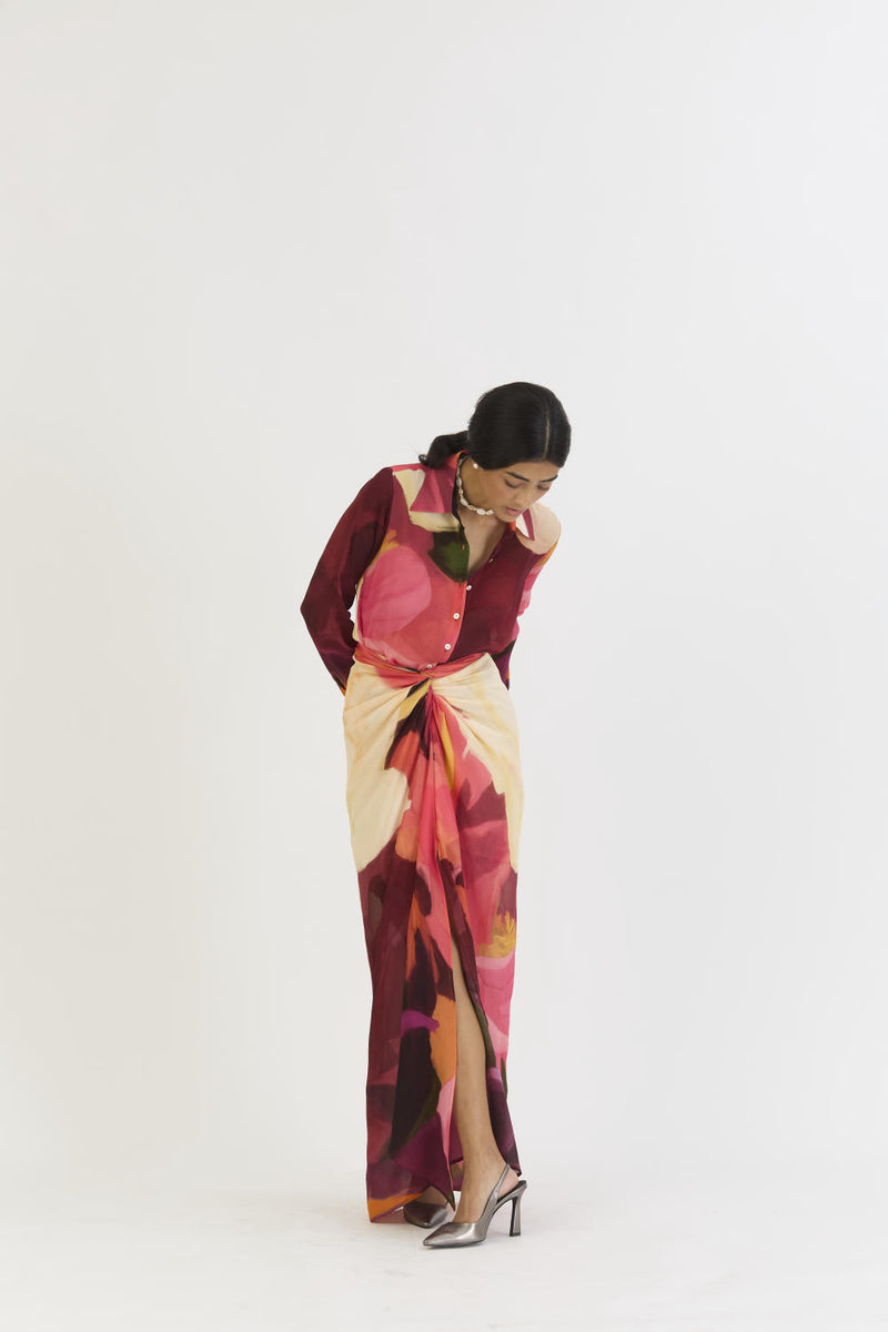 CHERRY SHIRT AND SKIRT SET mul by Yam in multi color for women in Singapore