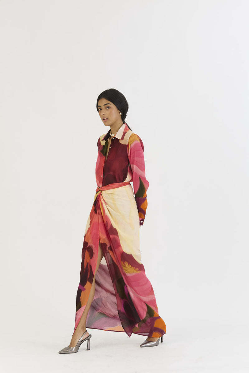CHERRY SHIRT AND SKIRT SET mul by Yam in multi color for women in Singapore