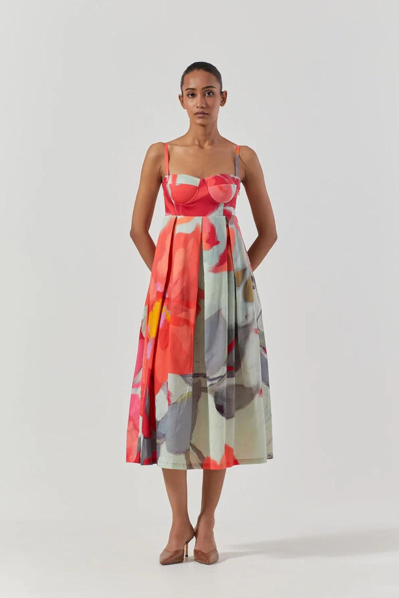 Clara Bralette Dress satin by Yam in blue color for women in Singapore