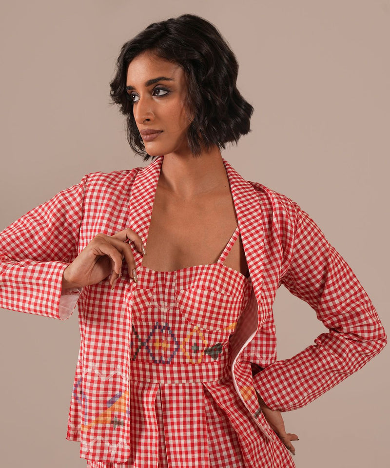 CRIMSON TALE SET 100% cotton Buy CRIMSON TALE SET from C&W | Co-Ord Sets for Women by Indigo Dreams in red color for women in Singapore