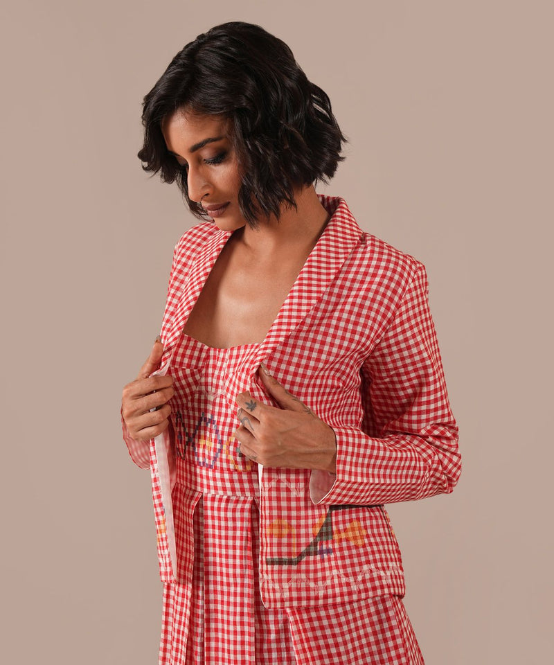 CRIMSON TALE SET 100% cotton Buy CRIMSON TALE SET from C&W | Co-Ord Sets for Women by Indigo Dreams in red color for women in Singapore