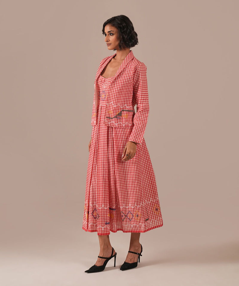 CRIMSON TALE SET 100% cotton Buy CRIMSON TALE SET from C&W | Co-Ord Sets for Women by Indigo Dreams in red color for women in Singapore