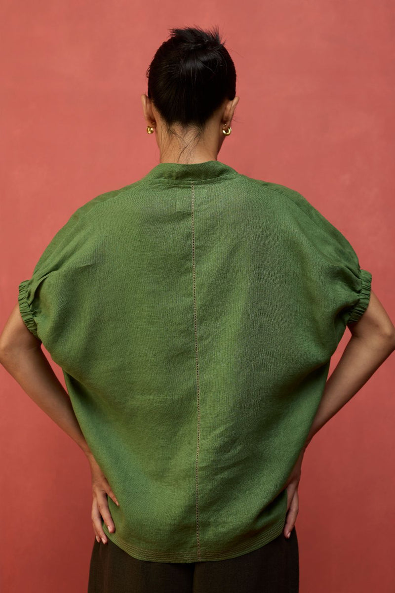 Hoshi Linen Co-ord Set - Fern Green by Manan for in Singapore