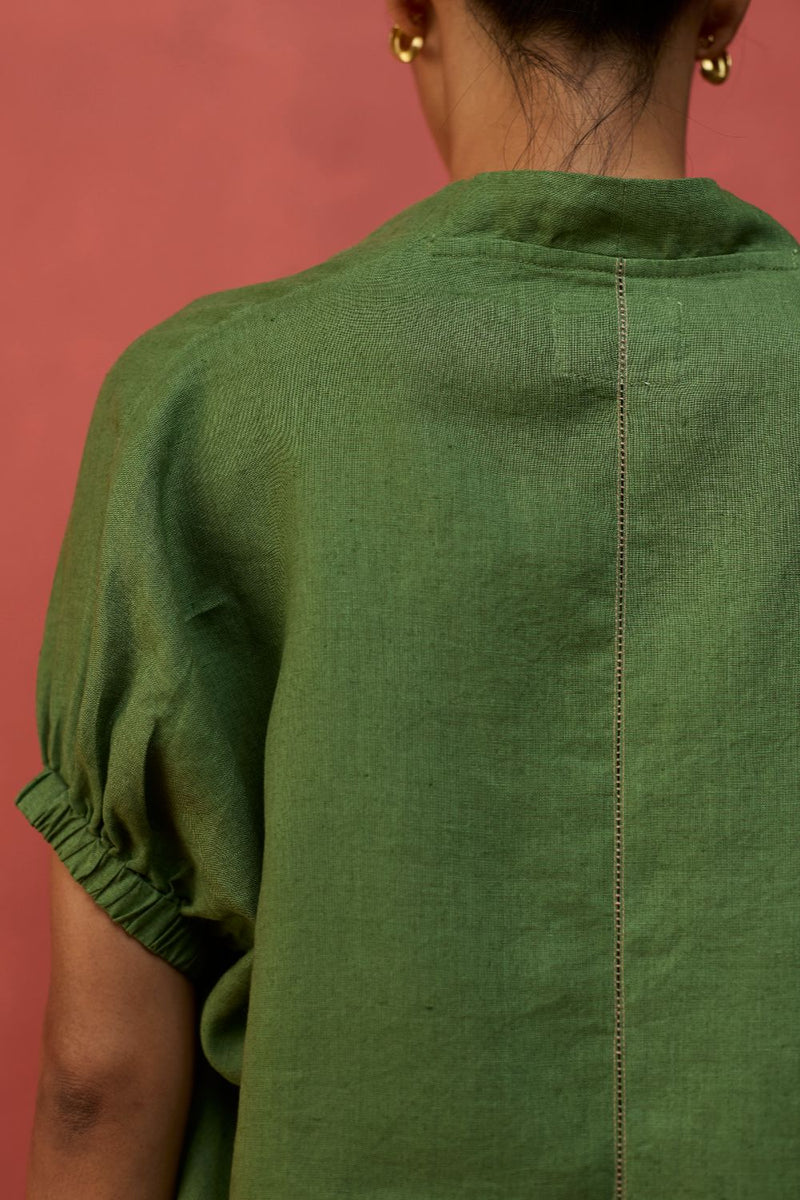 Hoshi Linen Co-ord Set - Fern Green by Manan for in Singapore