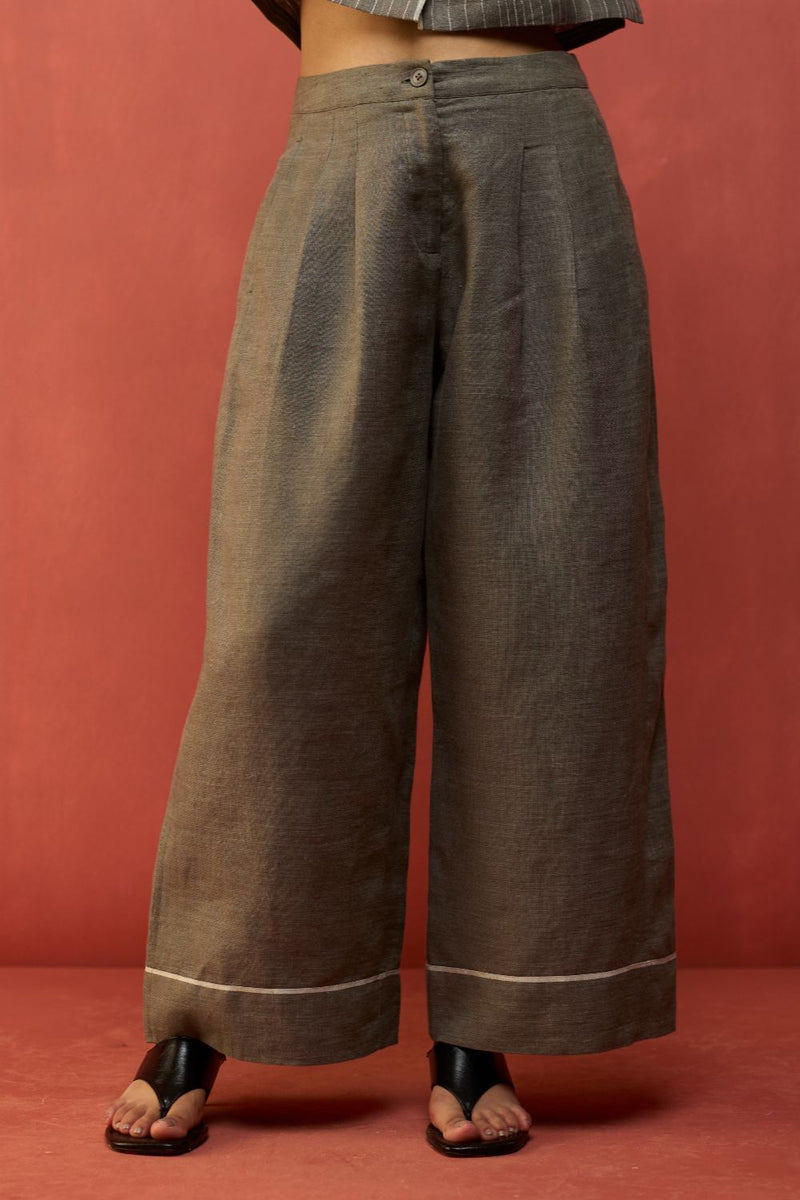 Shiro Stripe Linen Co-ord Set - Grey by Manan for in Singapore