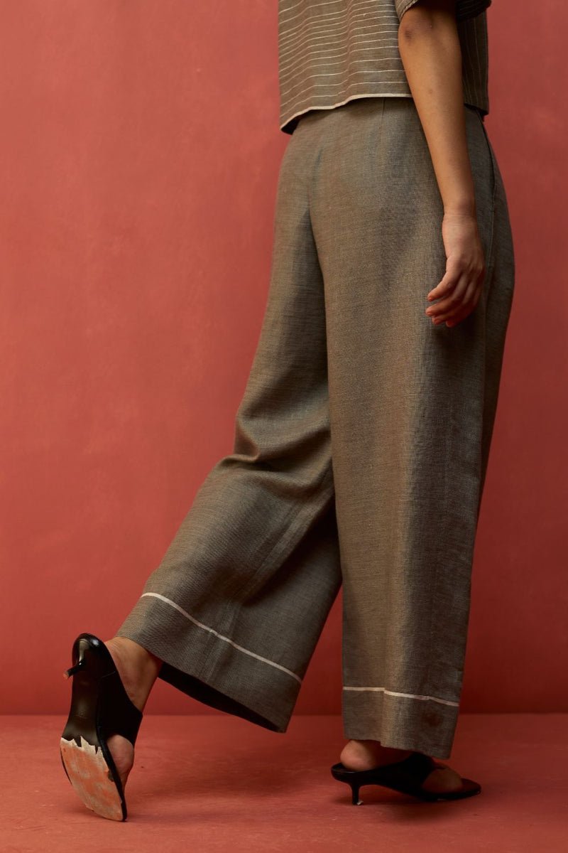 Shiro Stripe Linen Co-ord Set - Grey by Manan for in Singapore