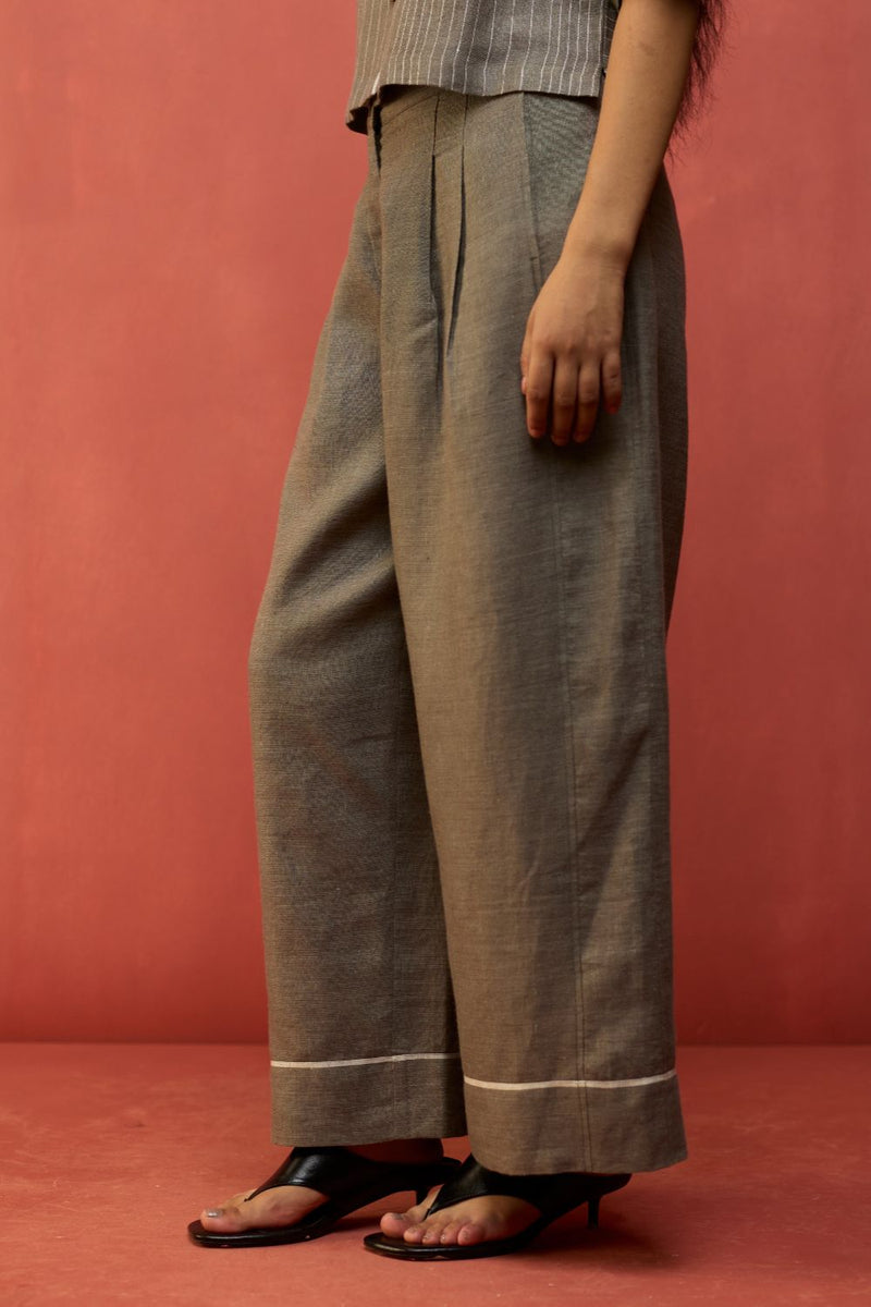 Shiro Stripe Linen Co-ord Set - Grey by Manan for in Singapore